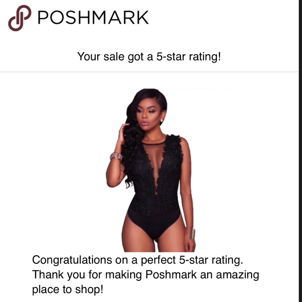 Sexy Black Bodysuit with floral detail small and medium - Picture 5 of 13